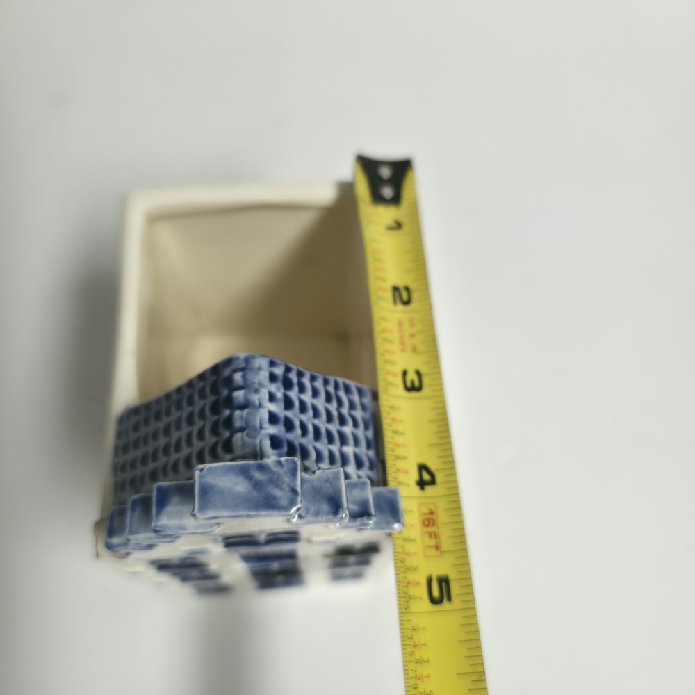 Amsterdam Canal House Handpainted Delft Blauw Vintage Ceramic Planter Vase Chip - Picture 11 of 11